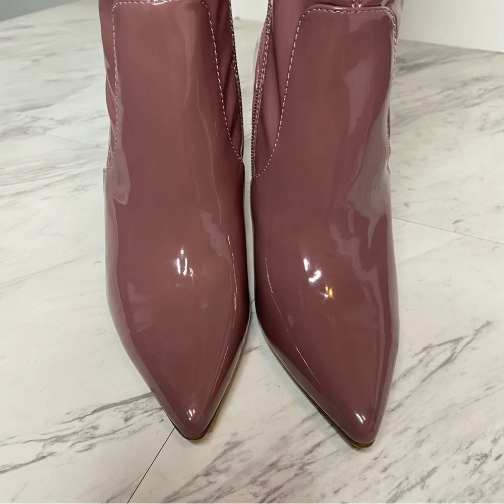 Steve Madden Viktory Pink Patent Faux Leather Over The Knee Boot 7 1/2